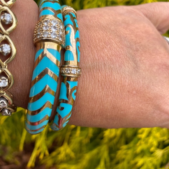 Angelique de Paris Gold Over Sterling & Resin Bangle Bracelet Set - Picture 7 of 11